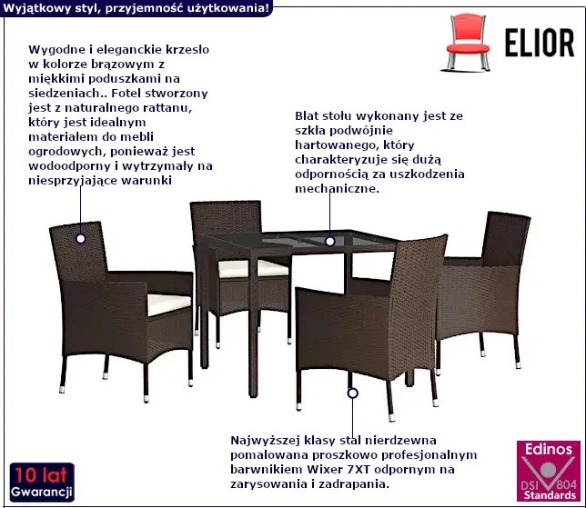 Brązowy zestaw mebli ogrodowych- Electo