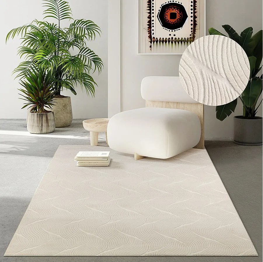 Dywan Rio Salon antypoślizgowy 3D, Kremowy, 80 x 300 cm