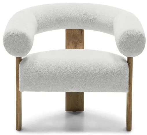 Biały designerski fotel KOKEI, dąb