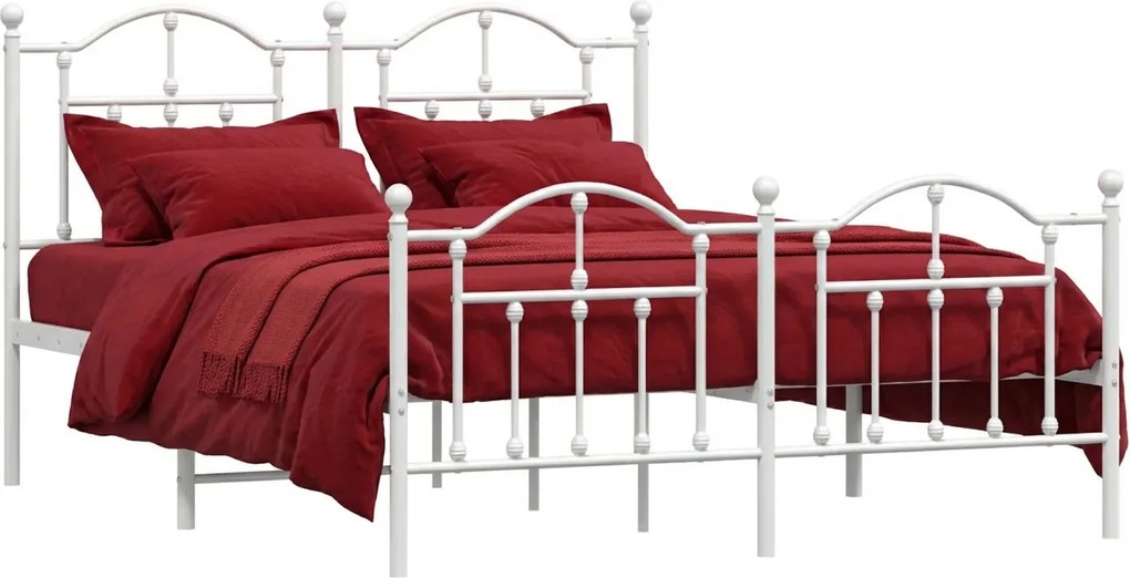 Białe metalowe łóżko małżeńskie 140x200 cm W1-P93