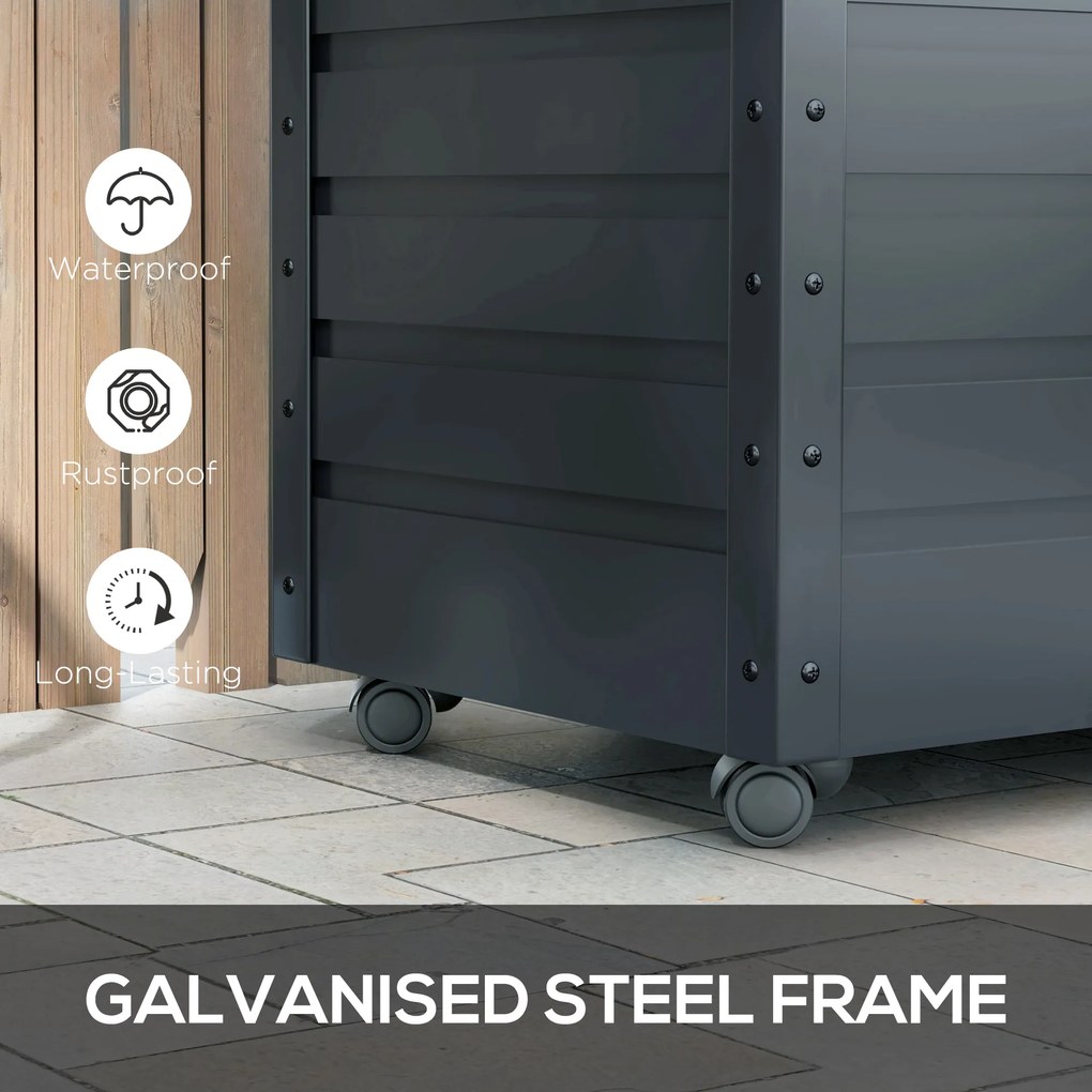 Outsunny Skrzynia Ogrodowa 295l Odporna na Warunki Atmosferyczne Szara | Aosom PL