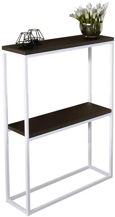 Loftowa konsola z półkami biały + czarny E5-K05