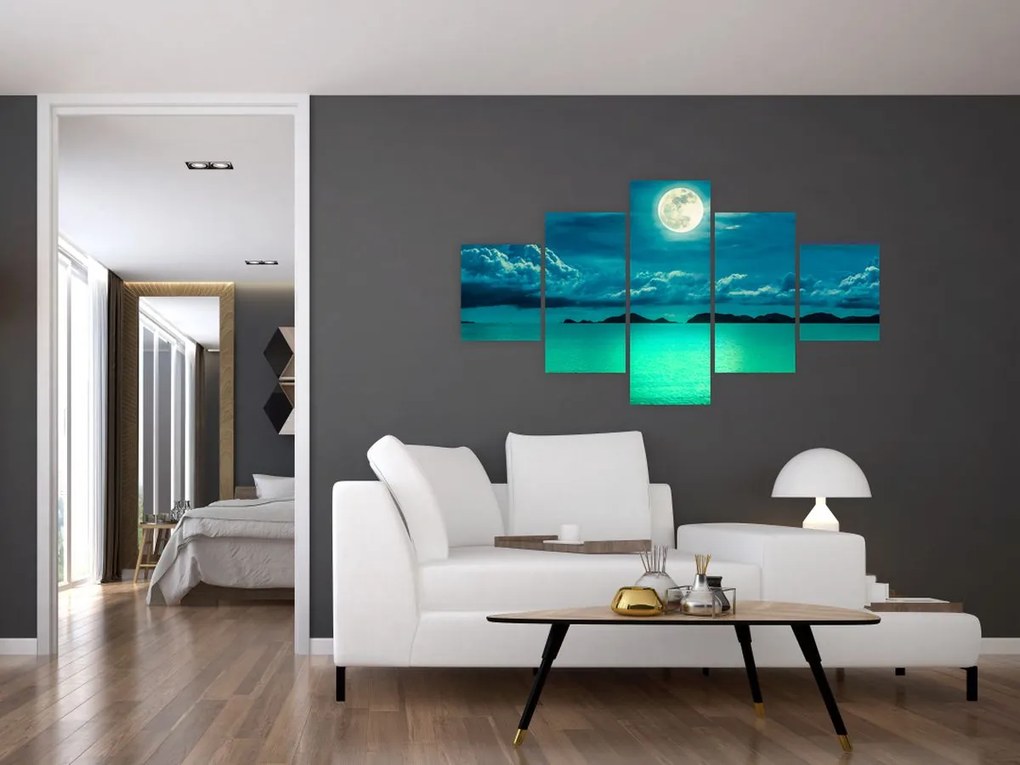 Obraz - Księżyc w pełni nad powierzchnią (125x70 cm)