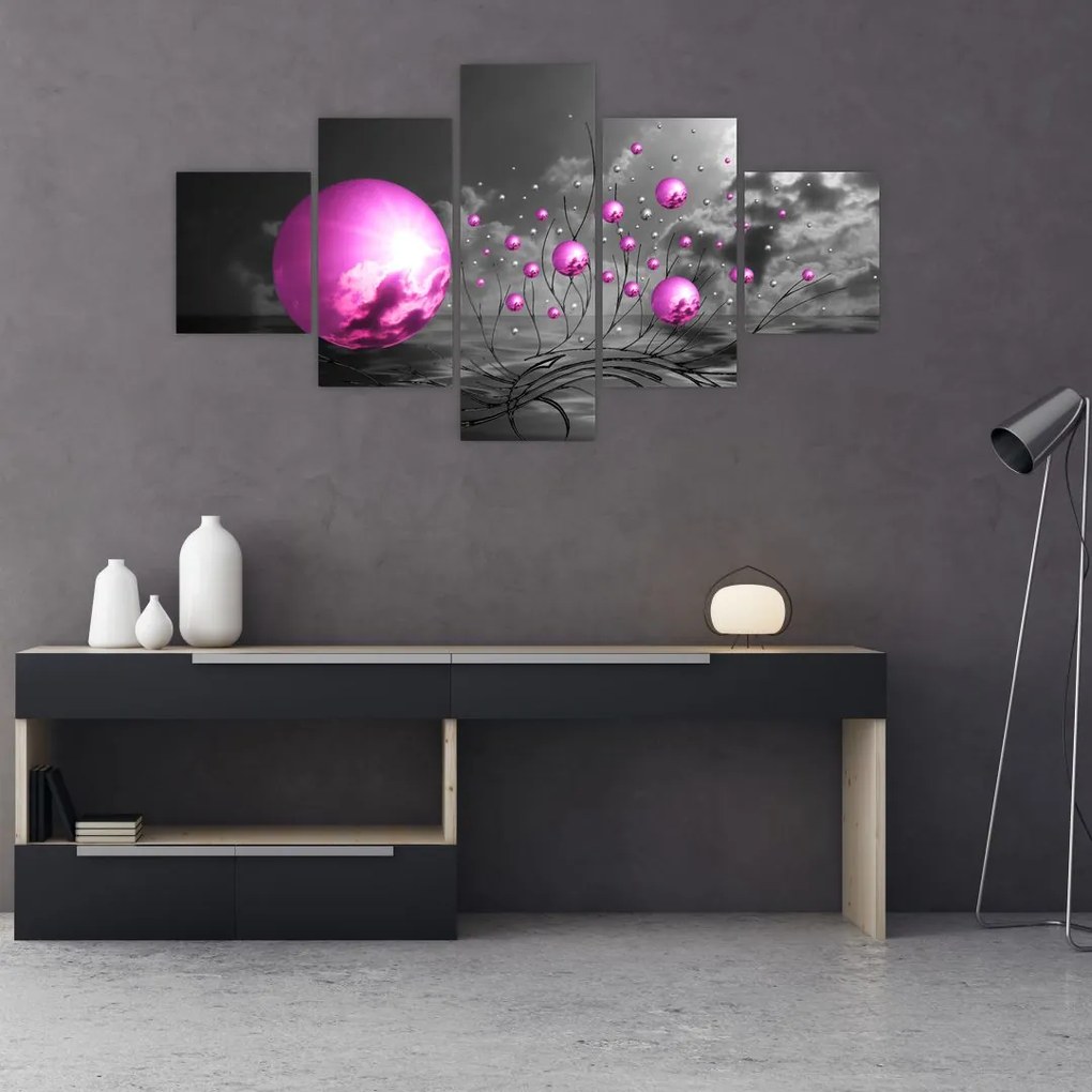Obraz różowych kul (125x70 cm)