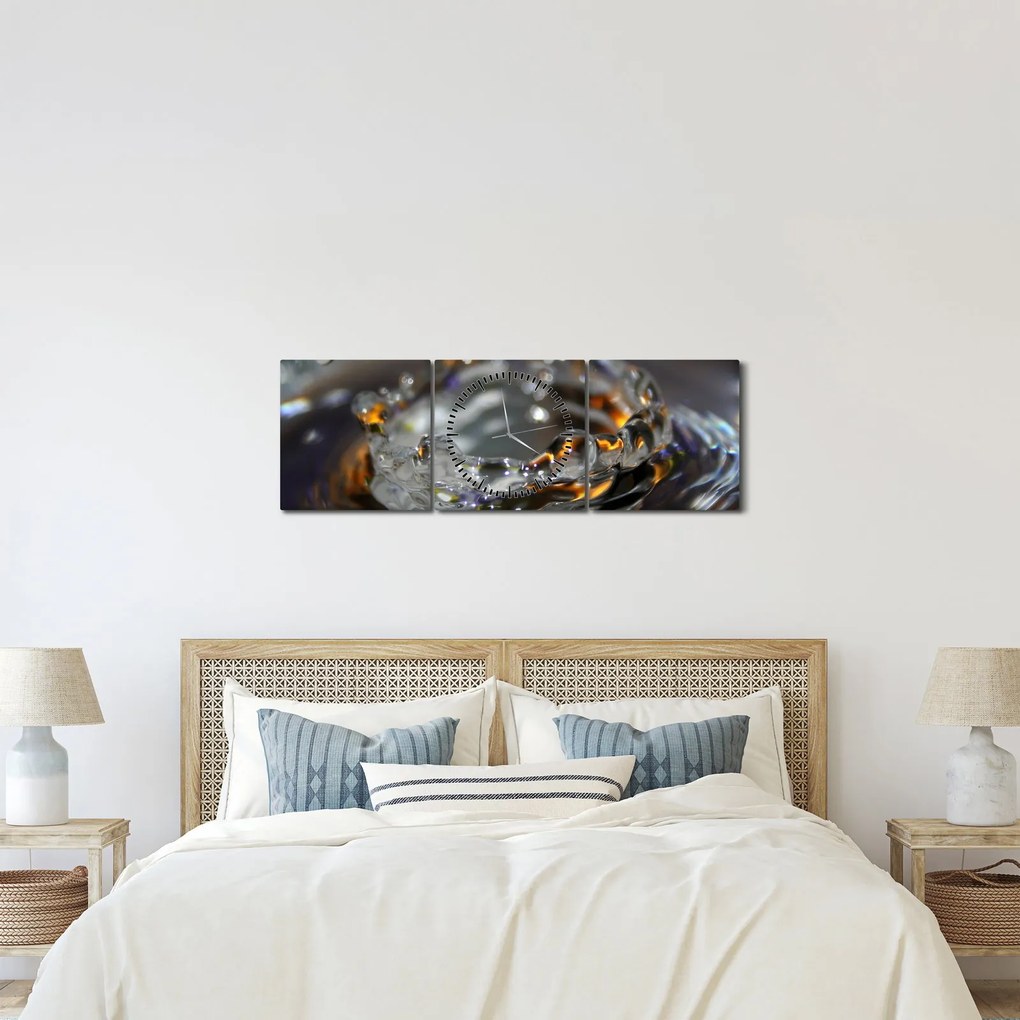 Obraz bransoletki z kropel wody (z zegarem) (90x30 cm)