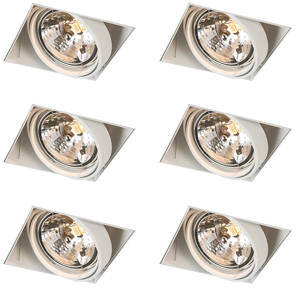 Zestaw 6 reflektorów wpuszczanych białych AR111 obrotowych i uchylnych bezramkowych - Oneon