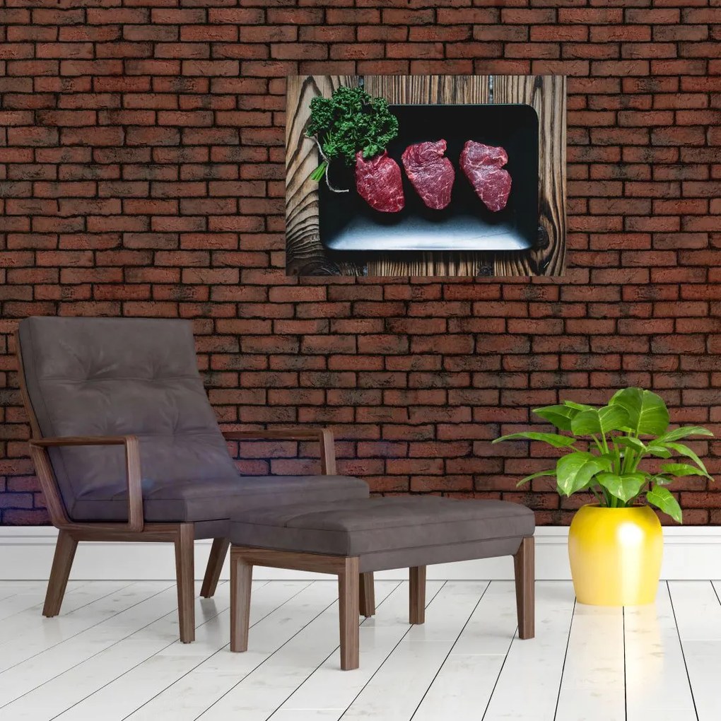 Obraz mięsa na talerzu (70x50 cm)