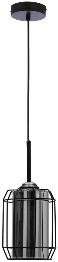 Czarna lampa wisząca loft z dymionym kloszem 7X Z049 N0-T85