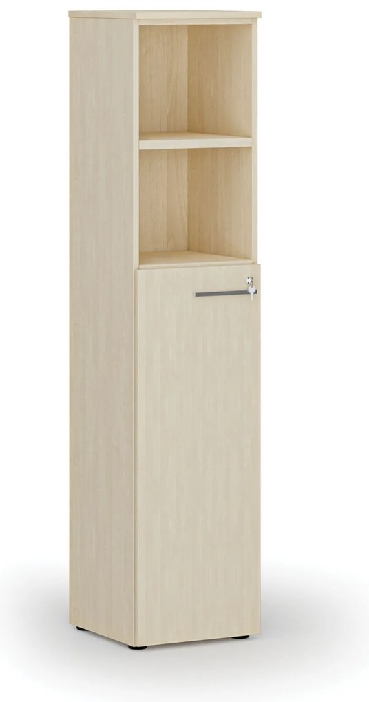 Szafa biurowa kombinowana PRIMO WOOD, drzwi na 3 poziomach, 400 x 420 x 1781 mm, brzoza