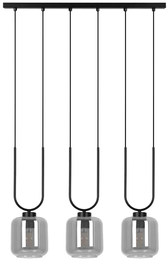 Wisząca lampa z trzema kloszami czarno-grafitowa G0-N62
