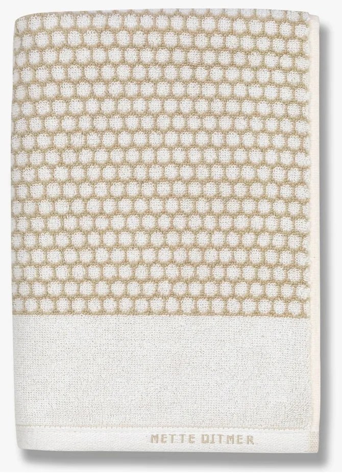 Biało-beżowy bawełniany ręcznik kąpielowy 70x140 cm Grid – Mette Ditmer Denmark