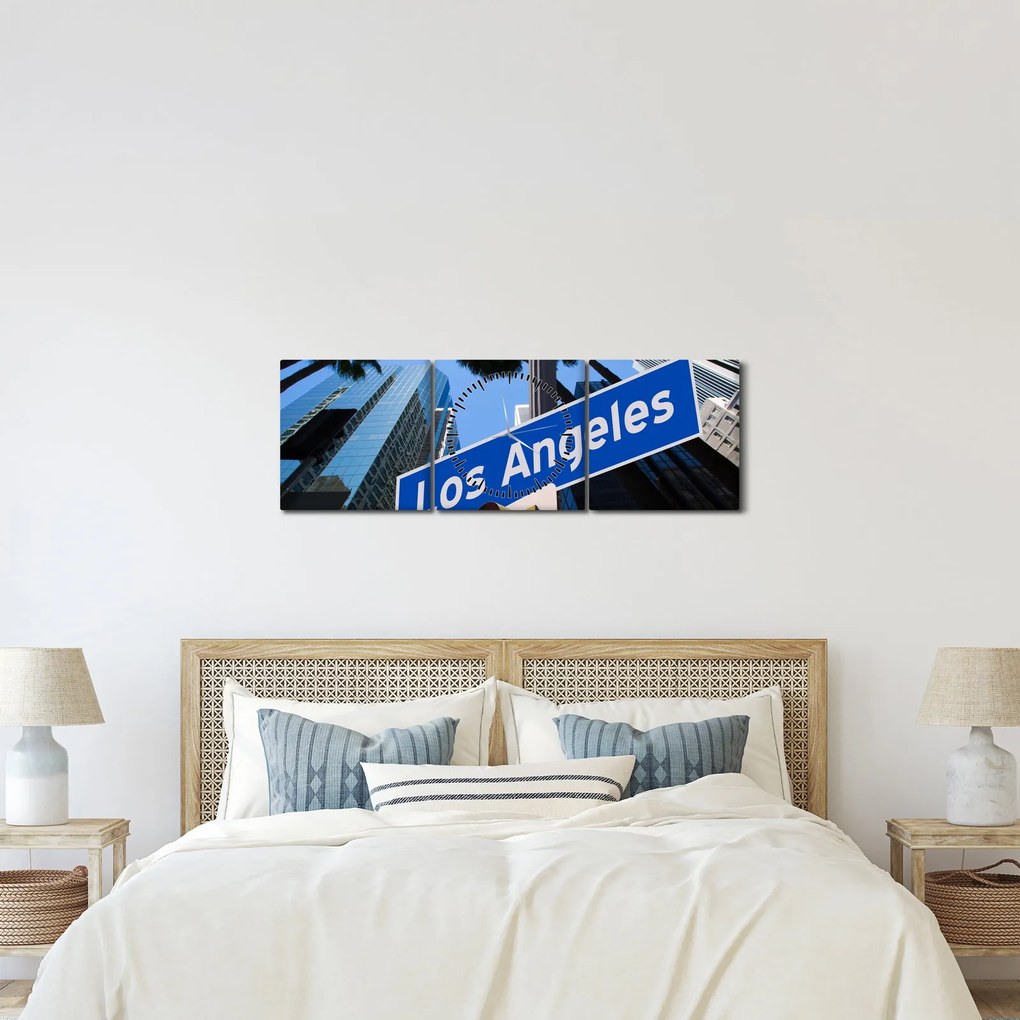 Obraz - Los Angeles (z zegarem) (90x30 cm)