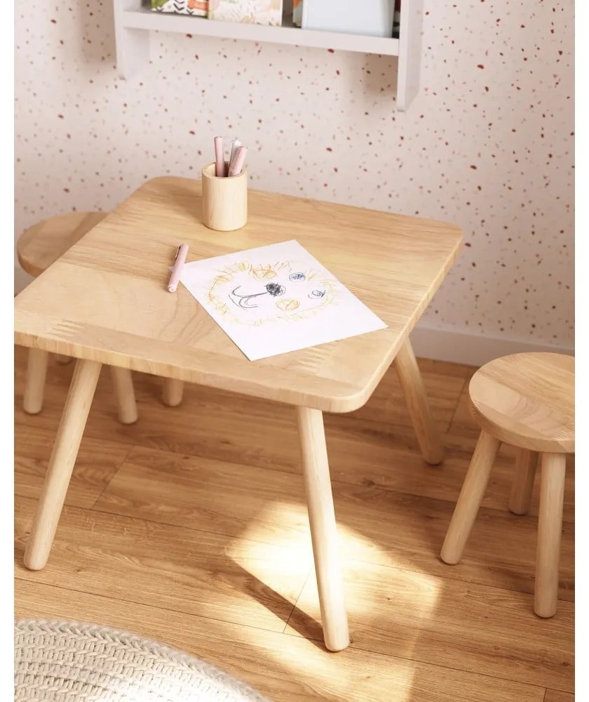 Stolik dla dzieci z litego drewna kauczukowego 55x55 cm Dilcia – Kave Home