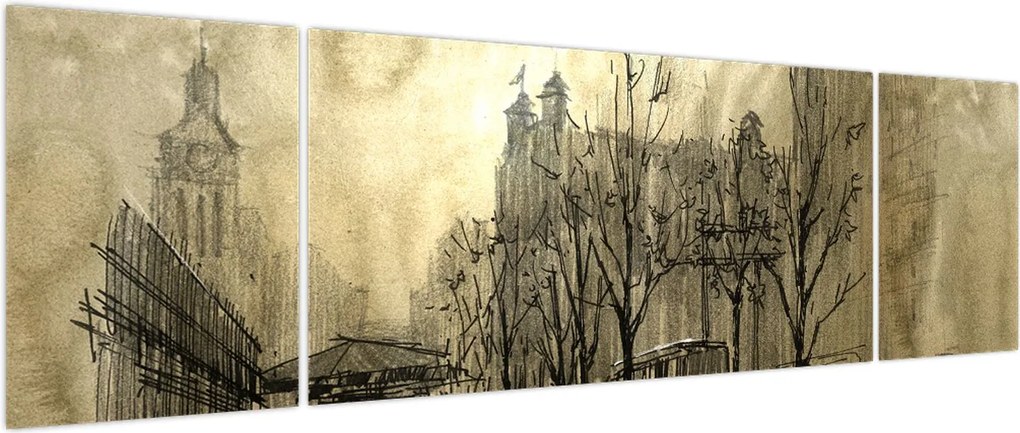 Obraz - Szkic miasta (170x50 cm)
