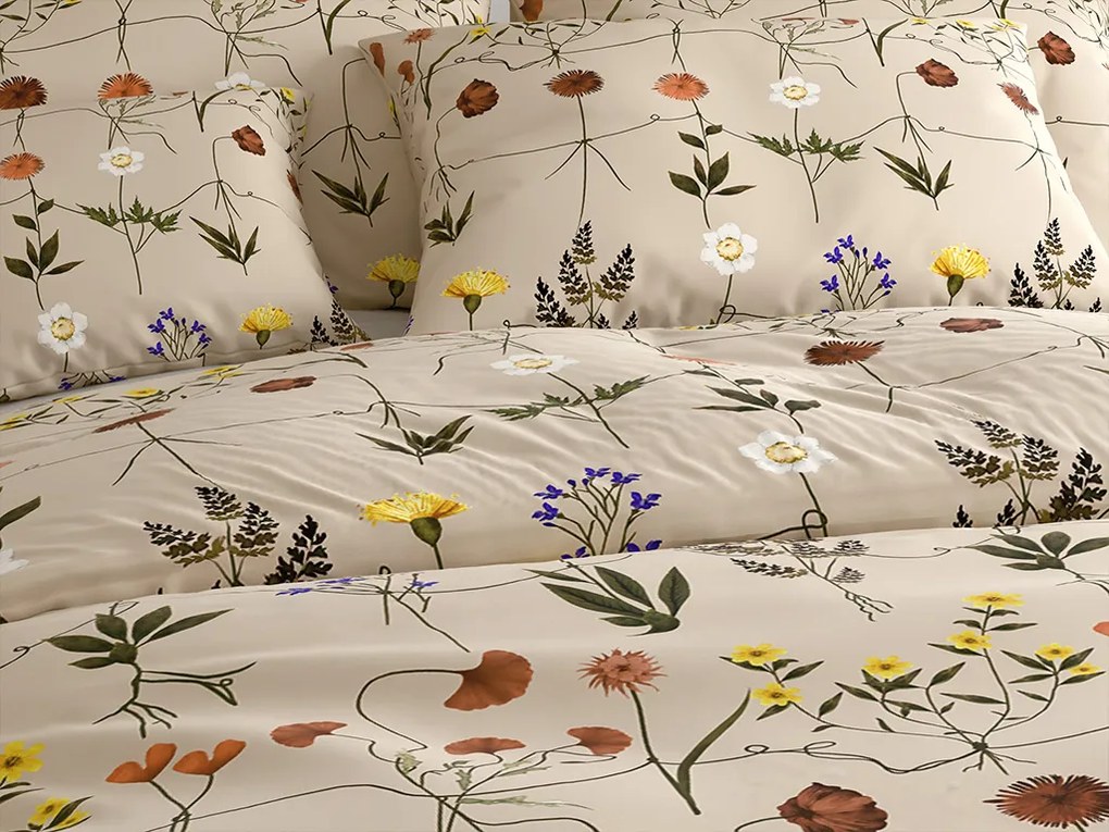 PrzytulneMieszkanie.pl PrzytulneMieszkanie.pl Pościel z mikrofibry HERBAR beżowa Rozmiar pościeli: 2 szt 70 x 90 cm | 200 x 220 cm