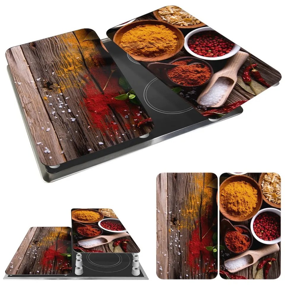 Zestaw 2 szklanych płyt ochronnych na kuchenkę Wenko Spice, 52x30 cm