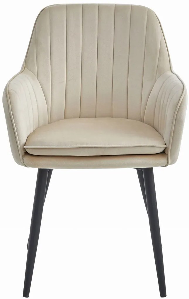 Welurowe beżowe tapicerowane krzesło z podłokietnikami K9-N82