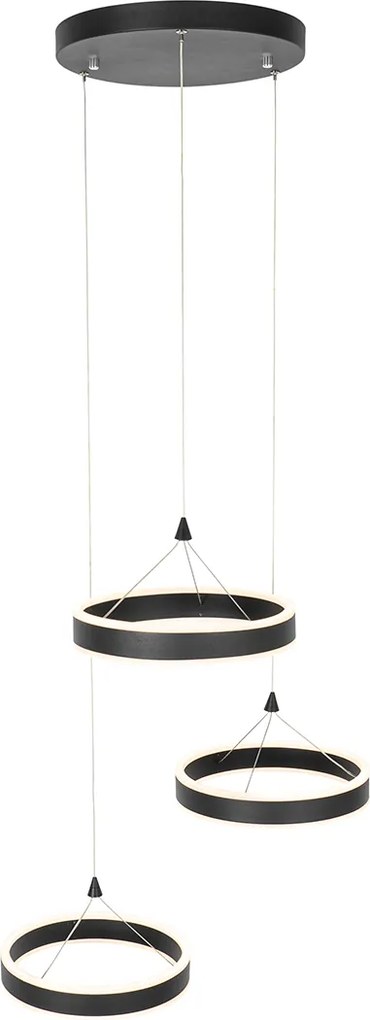 Lampa wisząca czarna okrągła w komplecie z LED 3-stopniowy ściemniacz 3-światła - Lyani