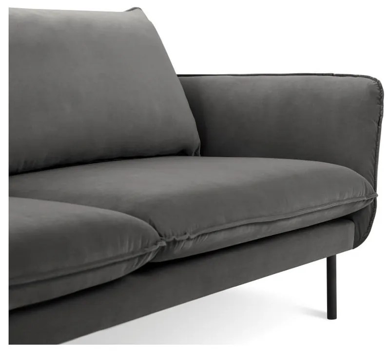 Ciemnoszara narożna aksamitna sofa prawostronna Cosmopolitan Design Vienna