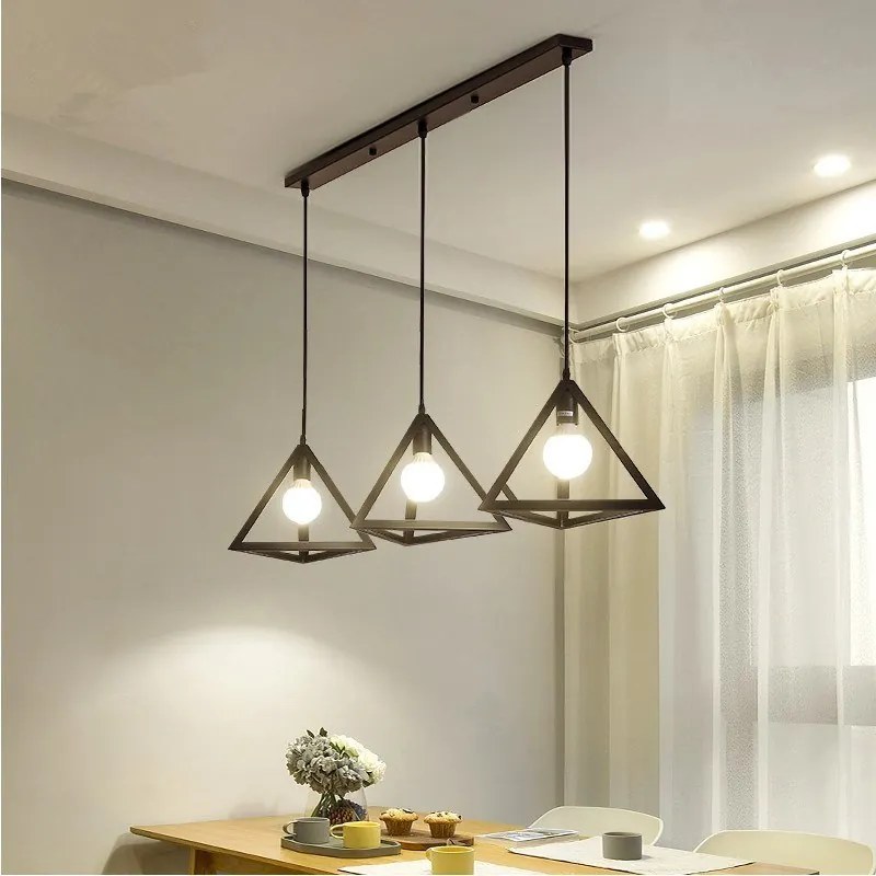 Lampa sufitowa metalowa loft trójkątna wisząca AT39-3SZ-Black