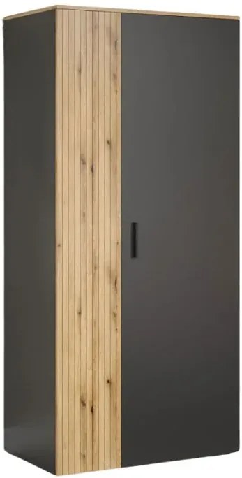 Duża szafa z drążkiem na ubrania grafit + dąb evok Z8-W91