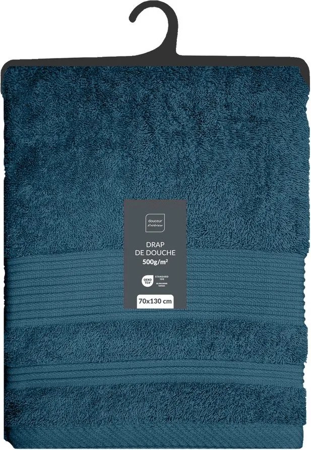 Ciemnoniebieski bawełniany ręcznik kąpielowy frotte 70x130 cm Tendresse – douceur d'intérieur