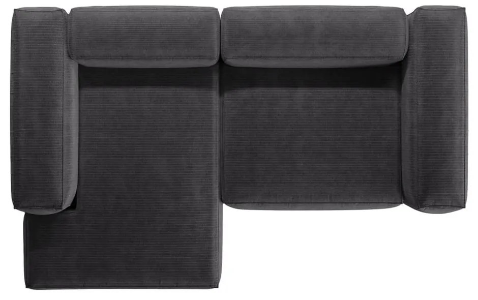 Ciemnoszary sztruksowy narożnik (lewostronny/z szezlongiem) Bergamo – Cosmopolitan Design