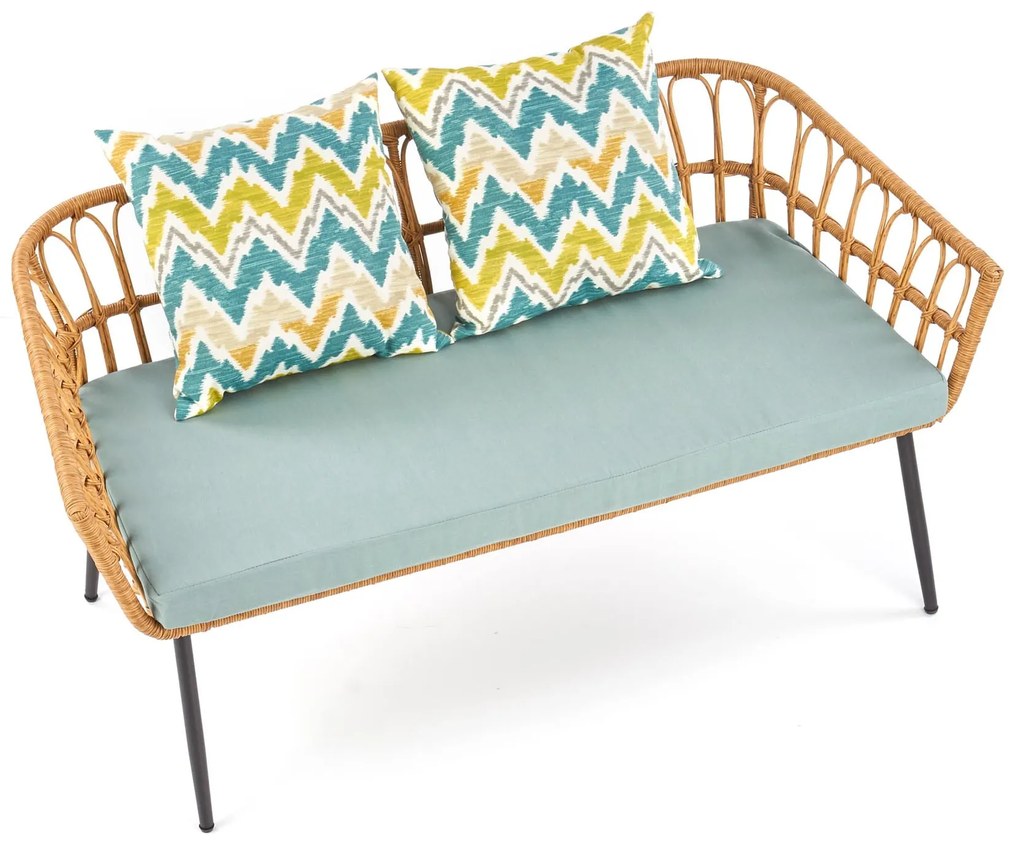 GARDENA 2S fotel podwójny czarny, naturalny, popielaty, rattan, boho