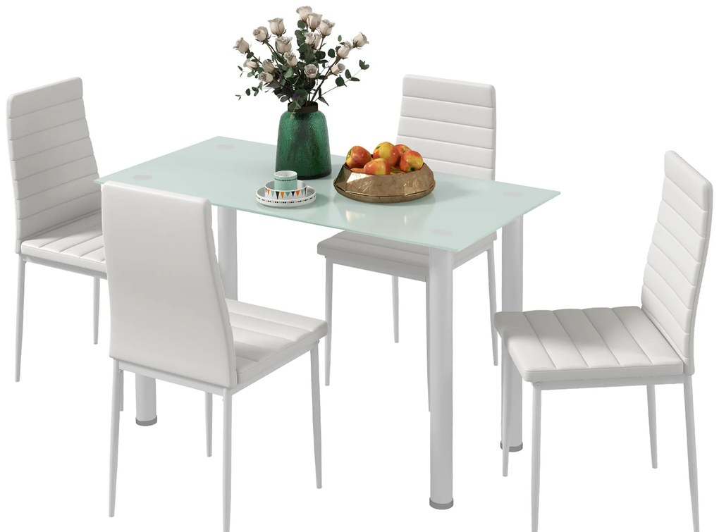 HOMCOM Zestaw stołowy 5 części stół i 4 krzesła nowoczesny biały do jadalni | Aosom PL