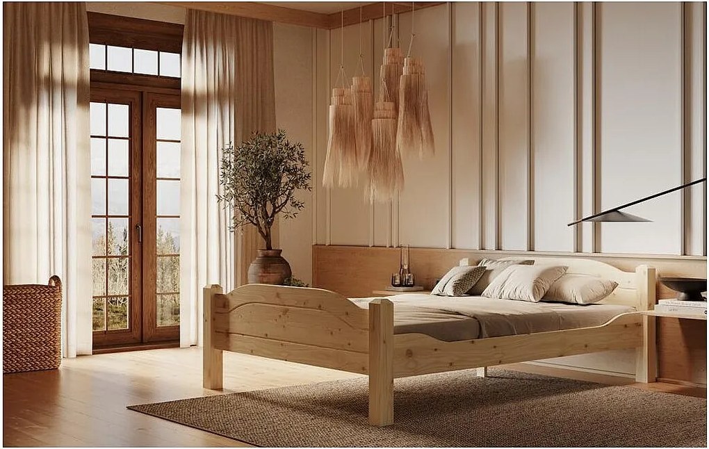 Łóżko 2,12x1,5x0,68 m lakierowana sosna LIVA 140