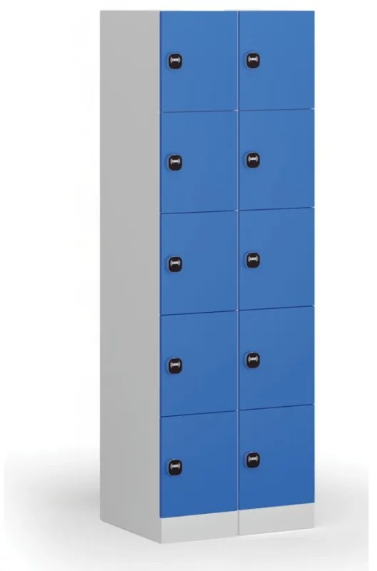 Szafka skrytkowa, 5 schowków, 1850 x 300 x 500 mm, demontaż, zamek RFID, drzwi czerwone