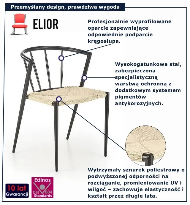 Krzesło sznurkowe w stylu boho L6-B79