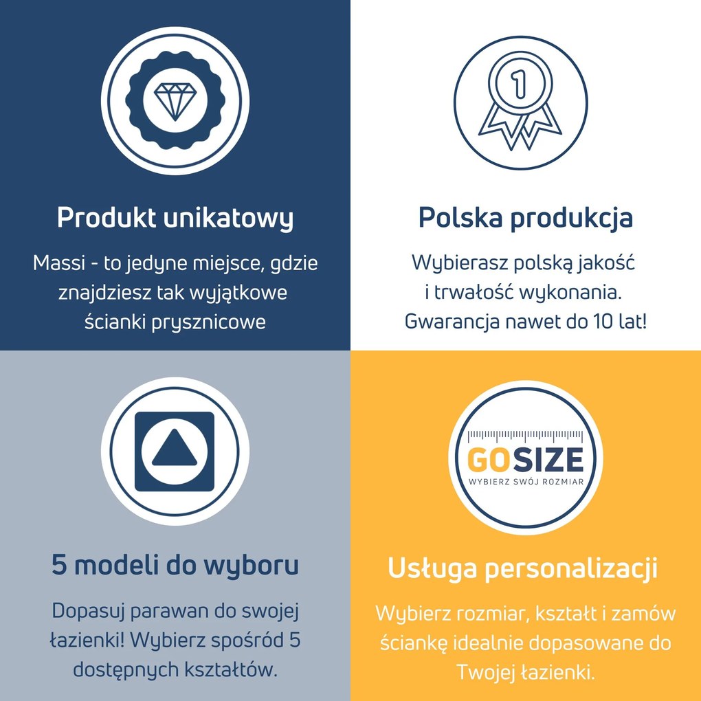 Ścianka prysznicowa WALK IN FIX artystyczna prostokątna transparentna 8 mm Arte Frozen Classic Clear MASSI | Różne rozmiary