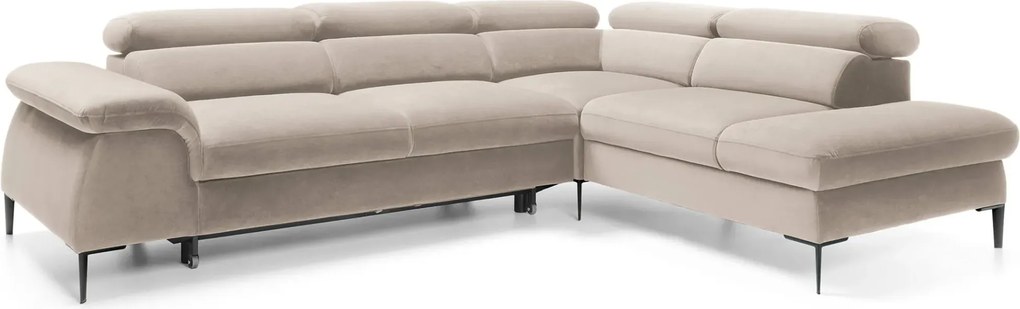 Beżowy narożnik w kształcie L z zagłówkami C0-M87