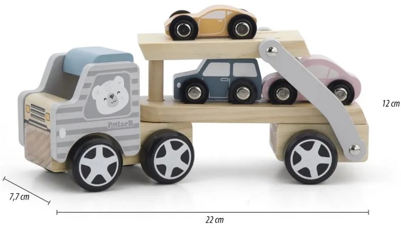 Viga polarb drewniana laweta z samochodzikami montessori