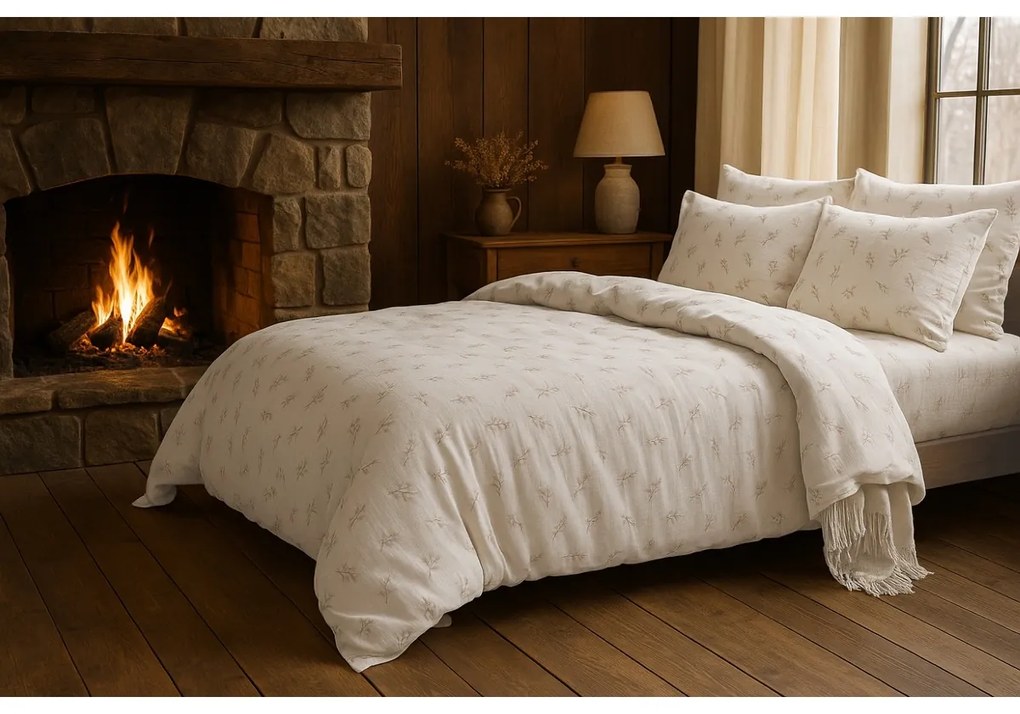 Matex Pościel muślinowa Gałązka, 140 x 200 cm, 70 x 90 cm