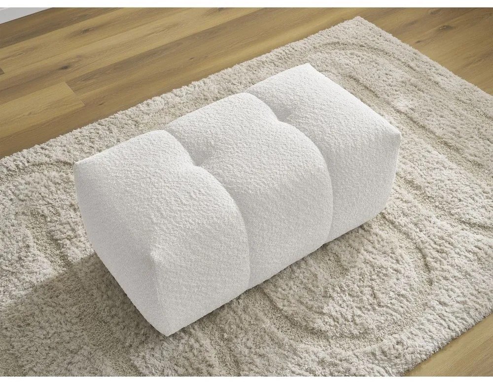 Biały podnóżek z materiału bouclé Roxelane – Bobochic Paris