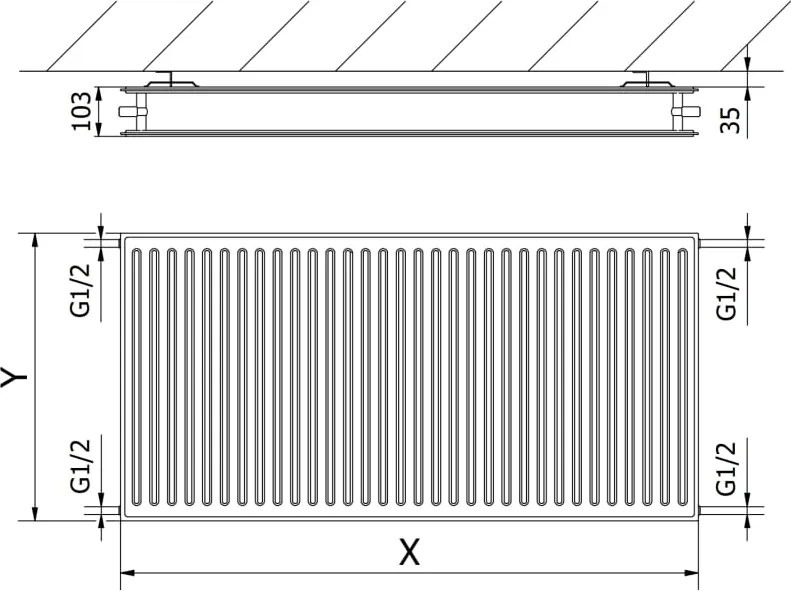 Mexen CH20 Hygiene grzejnik płytowy 600 x 500 mm, podłączenie boczne, 550 W, biały - W420H-060-050-00