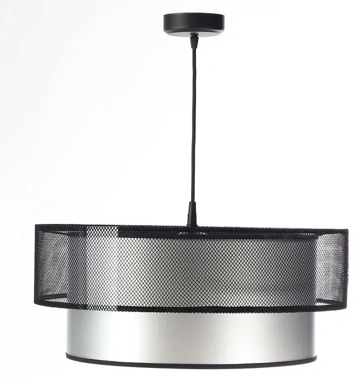 Srebrno-czarna okrągła lampa wisząca z siatką - 17X S421 M8-Z40