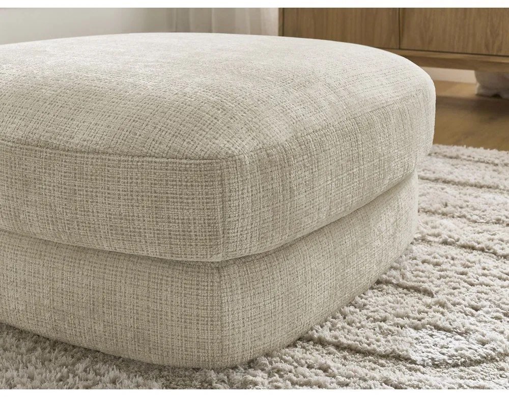 Beżowy podnóżek z tkaniny szenilowej Leonore – Bobochic Paris