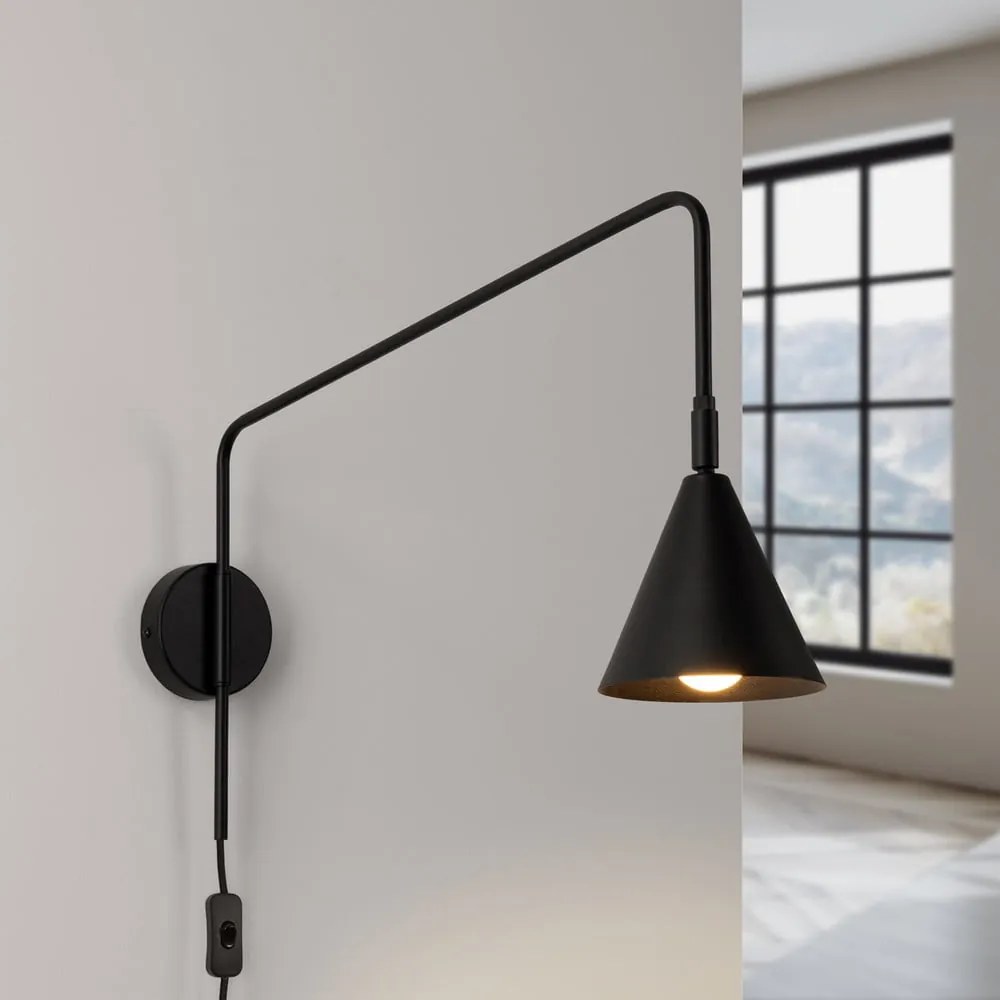 Czarny kinkiet do kontaktu Zylo – Nice Lamps