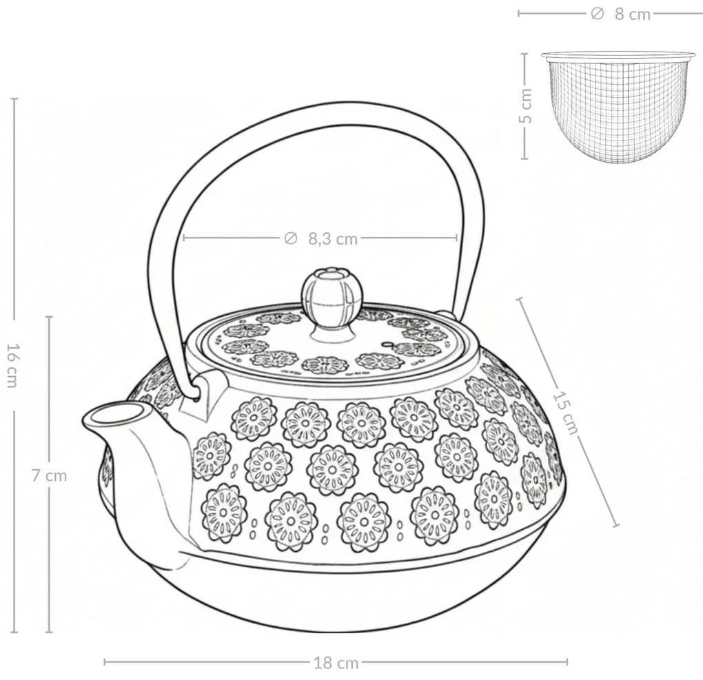 Czajnik żeliwny z zaparzaczem KUMO, 1000 ml