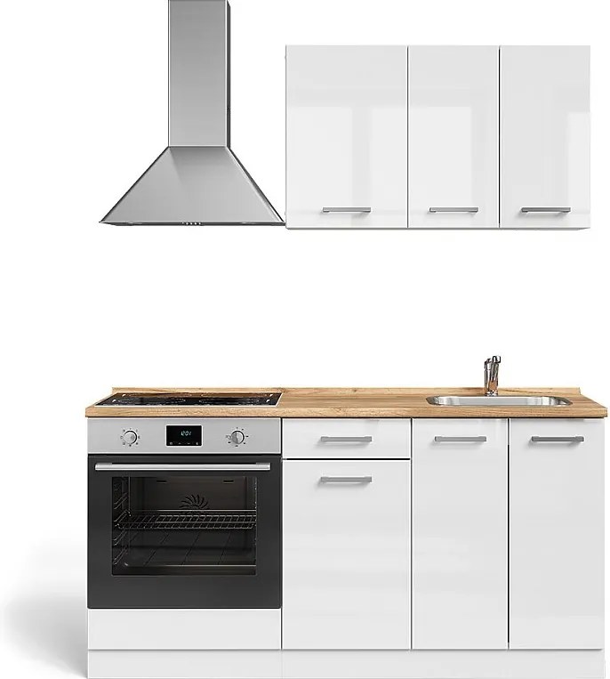 Pojedyncza kuchnia biały wysoki połysk/biały 160x46x81.6 r-line