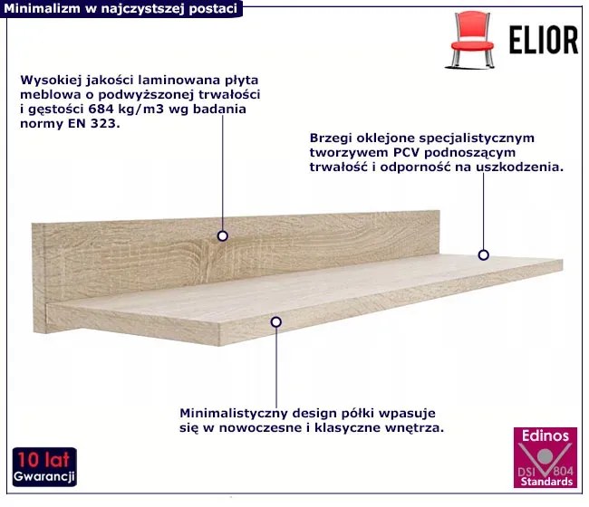 Półka Wisząca Dąb Sonoma 40 Cm B5-L75
