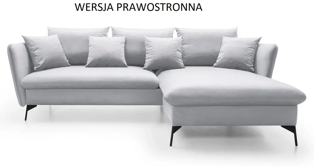 Narożnik z funkcją spania LINDA VELVET szary prawy/lewy PIASKI Meble