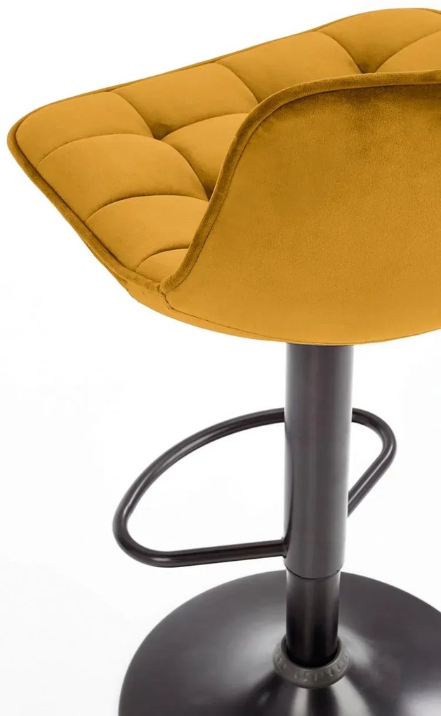 Musztardowe krzesło barowe z oparciem D1-H70
