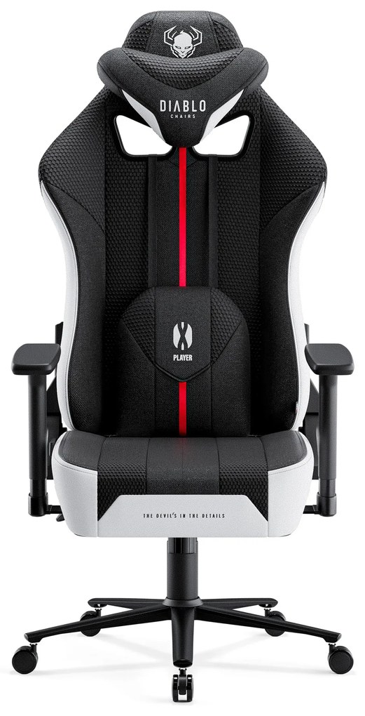 Materiałowy fotel gamingowy Diablo X-Player 2.0 King Size, biało-czarny