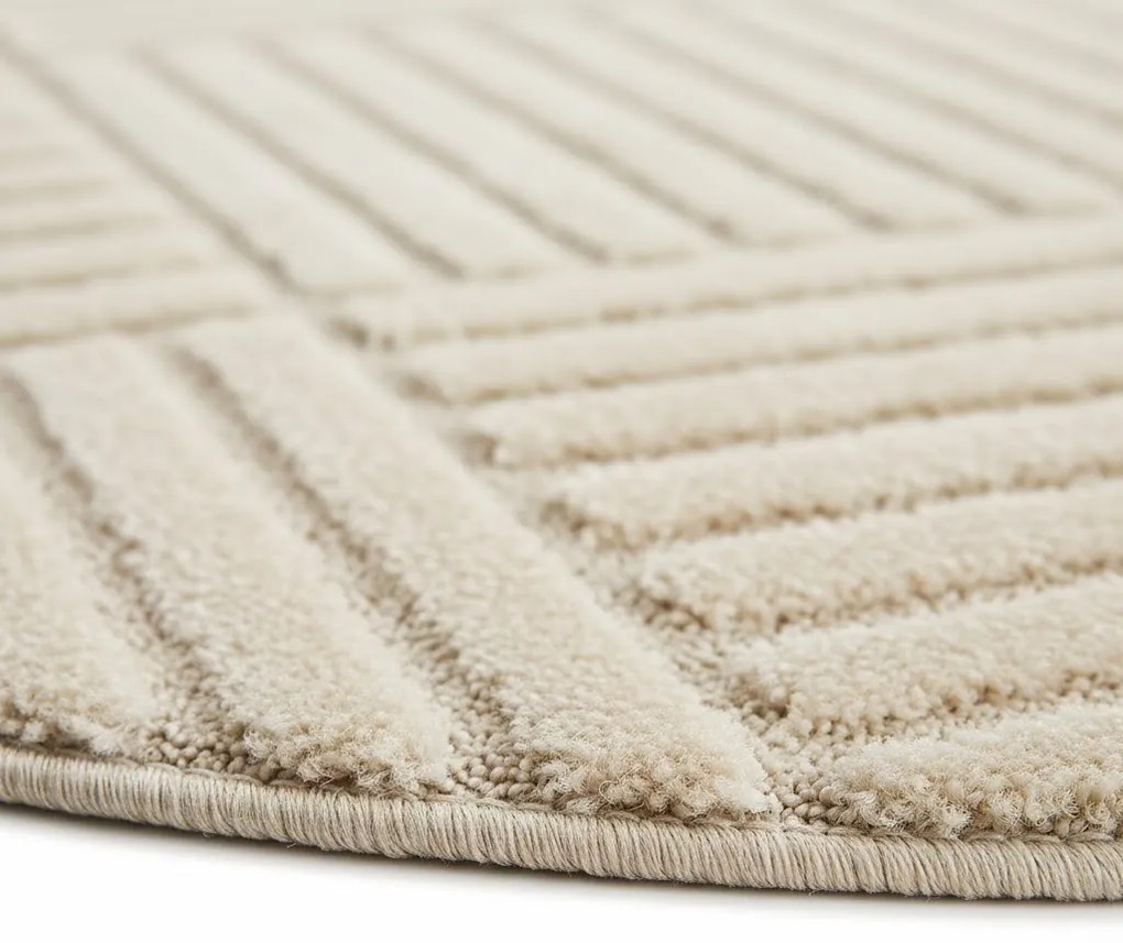 Dywan nowoczesny Art 3D Kwadraty kremowy 200 cm x 200 cm koło