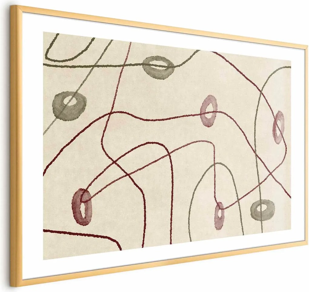 Plakat Kształty 60x40 cm z ramą złotą z marginesem ARTGEIST B