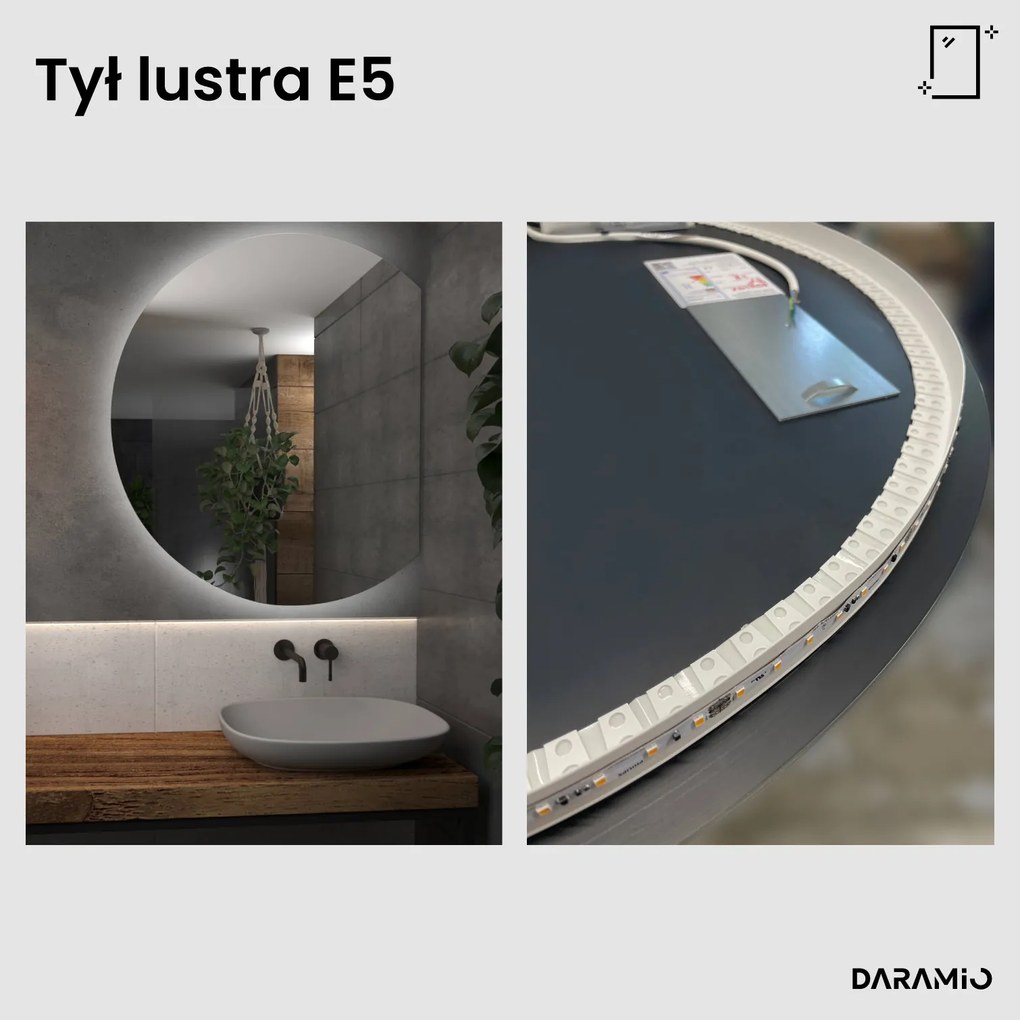 Lustro łazienkowe półokrągłe LED E5